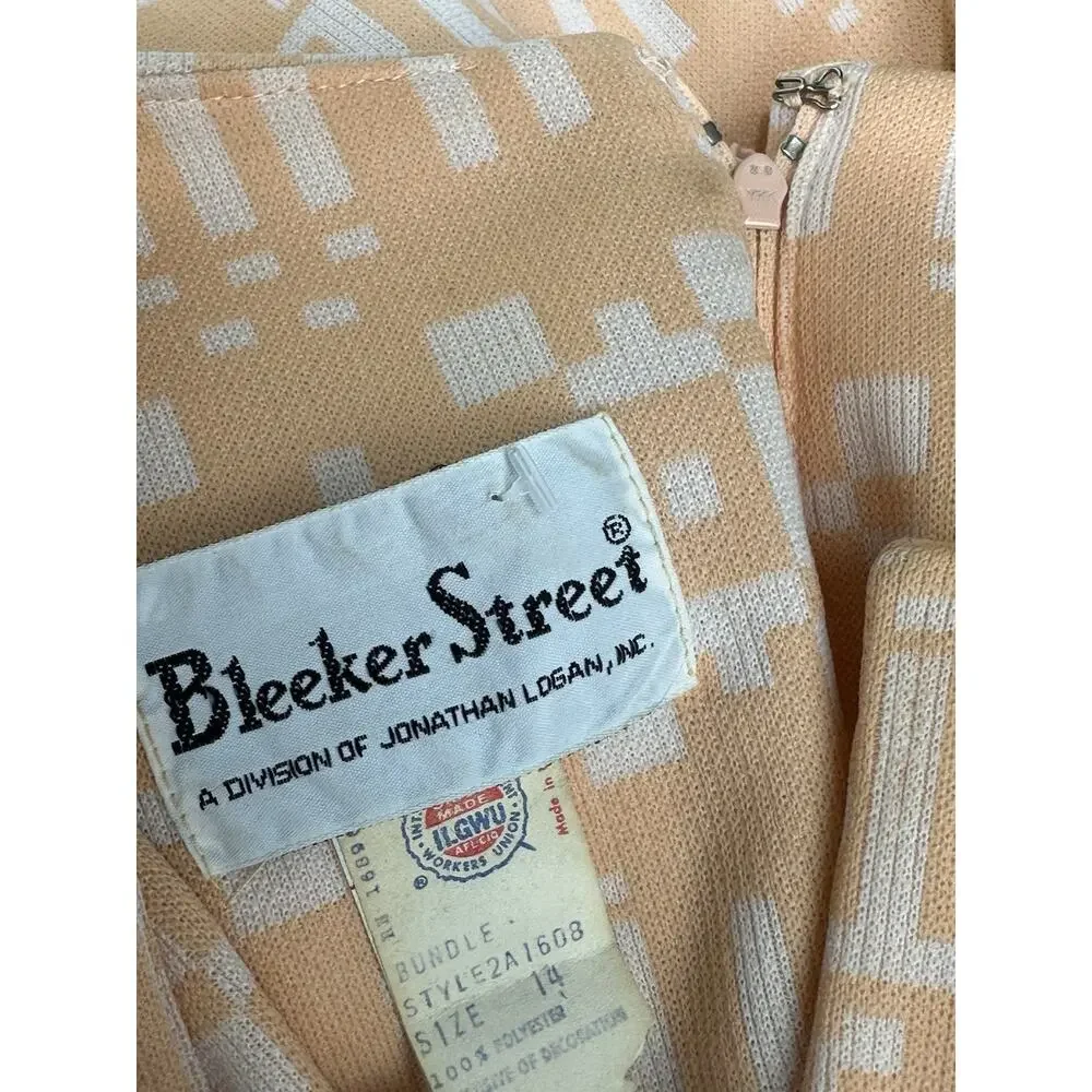 vintage bleeker street 60s Union made orange geometric dress Size 14